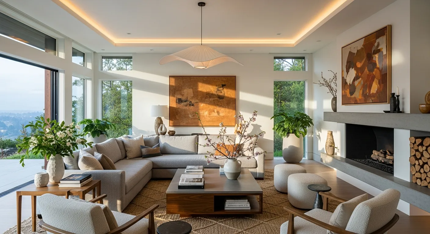 Modern open-plan kitchen and living area remodeled by Cartwright Construction